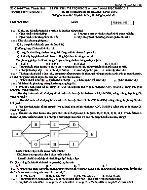 Đề thi thử THPT Quốc gia lần 2 môn Sinh học - Mã đề 145 - Trường THPT Hậu Lộc I - Năm học 2018-2019 (Có đáp án)